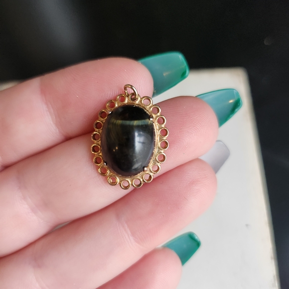 Dainty Gemstone Pendants Gold Tone Black Tiger's Eye And Carnelian - Picture 8 of 9